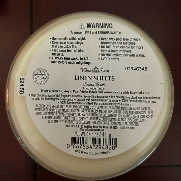 New Bath & Body Works Linen Sheets 3 Wick Candle - Picture 3 of 3